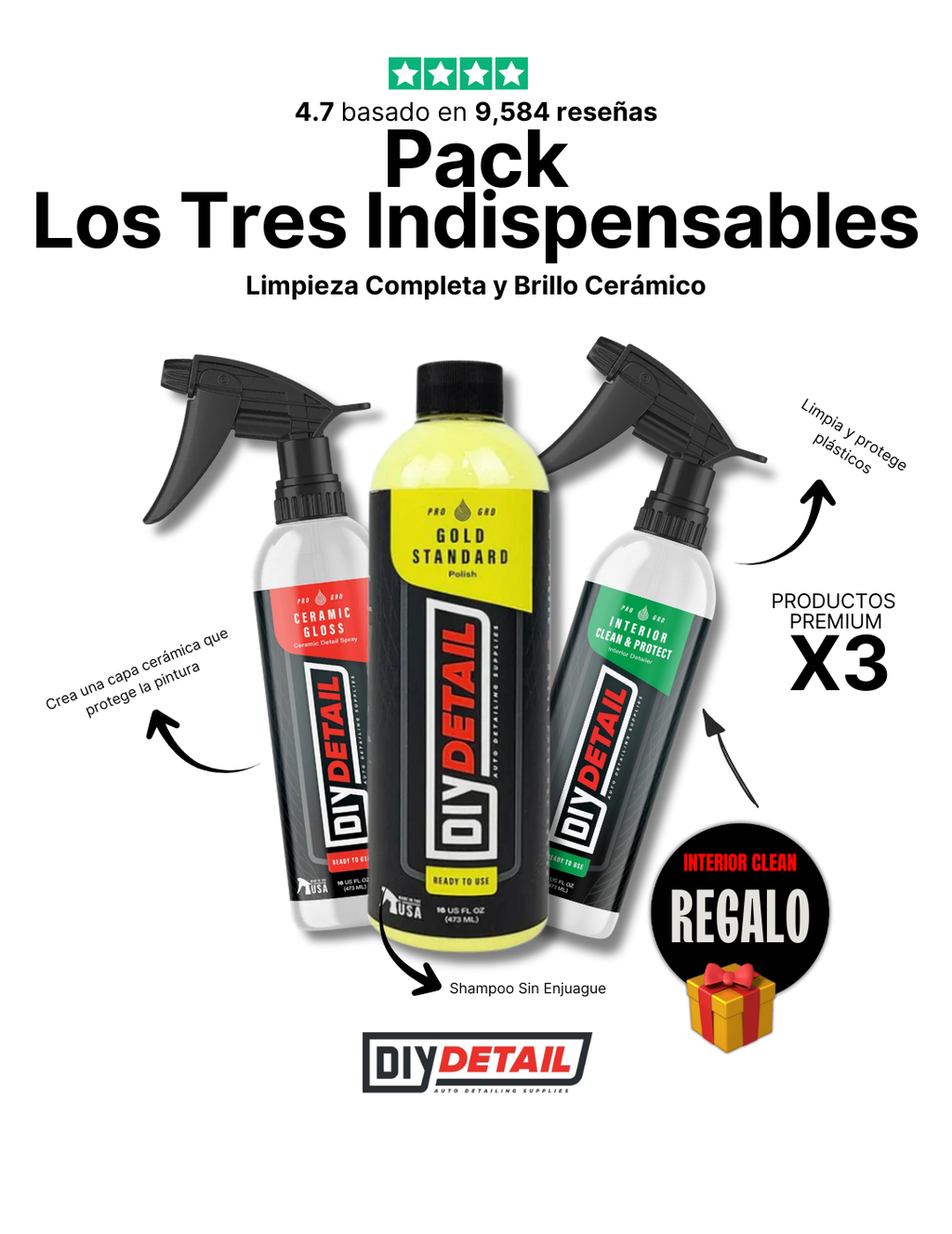 Pack Tres indispensable +  Interior Clean and Protect de REGALO + Envío Gratis