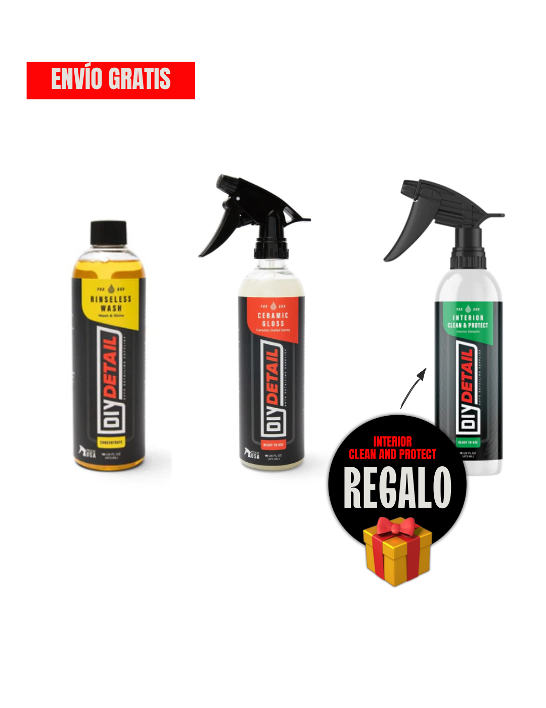 Pack Rinseless Wash + Ceramic Gloss + Interior Clean and Protect de REGALO